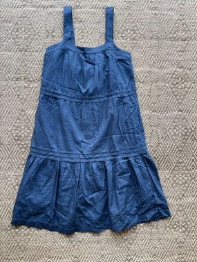 Pact Organic Cotton Blue Tiered Sundress Knee Length Womens Small
